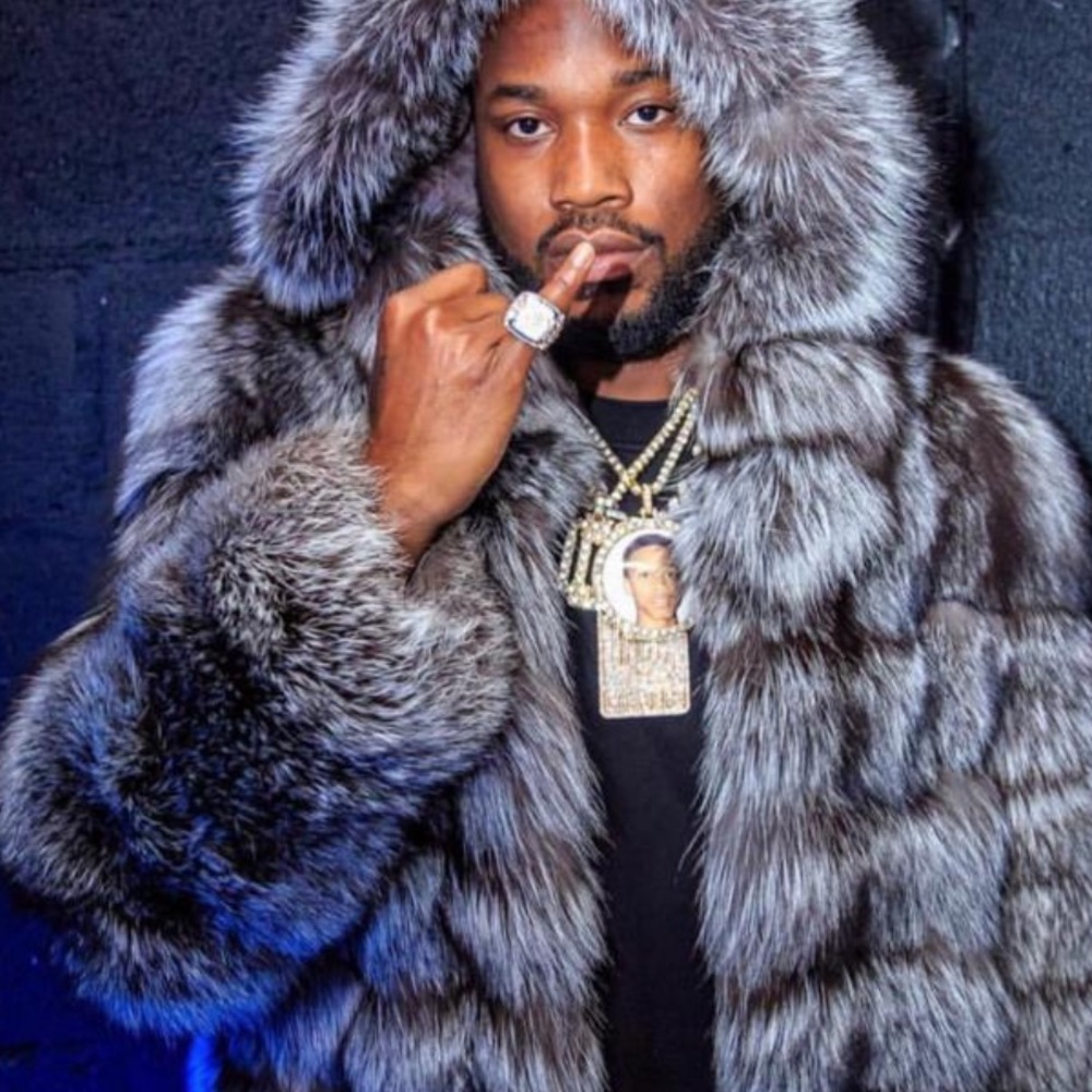 Silver fox fur coat